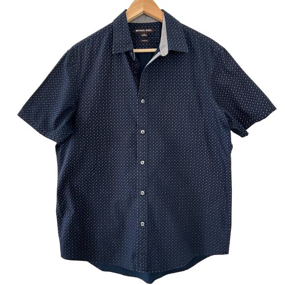Michael Kors Men's Short Sleeve Shirt Classic Fit Sz. Large 100% Cotton - Picture 1 of 8